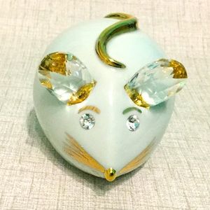 Vtg. RG Swarovski Limoges Porcelain Mouse Figurine